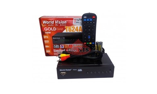 Комплект: Ресивер WORLD VISION T624A/Т624А Обучаемый пульт + Антенна Квант-Эфир ARU-01 white - 2