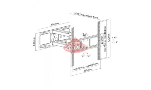 Крепление ТВ ITech PTRB44 черный Кронштейн Выносной, поворотно-наклонный 32-55" до 40 кг - 6