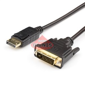 Кабель DisplayPort папа - DVI папа 1.8m ATCOM 24PIN 24+1(DVI-D) 2феррит 1080P ЧЕРНЫЙ (9504)