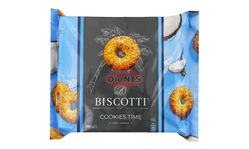 Печенье песочно-отсадочное Cookies Time с кокосом 160 г Biscotti Кукис тайм - 1