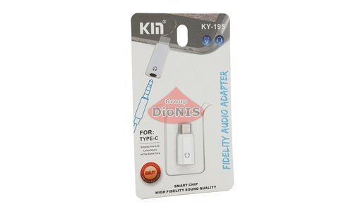 Перехідник Type-C тато на Jack 3.5mm для навушників мама KIN KY-195 White 31466 - 3
