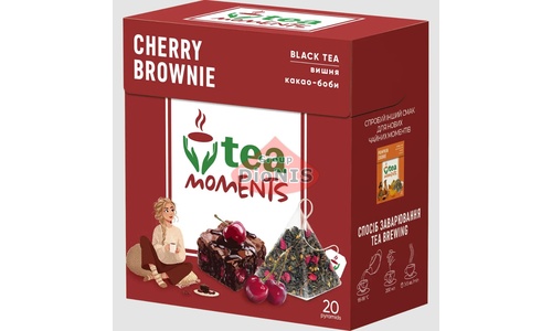Чай черный Tea Moments Cherry Brownie Вишневый Брауни 20 пирамидок по 1.8 г с шоколадно-вишневым вкусом - 1