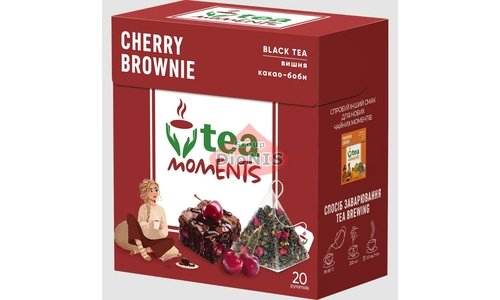 Чай чорний Tea Moments Cherry Brownie Вишневий Брауні 20 пірамідок по 1.8 г із шоколадно-вишневим смаком - 1