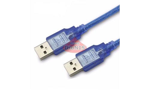 Кабель USB 2.0 AM/AM 0.5 m RITAR прозорий синій (07372) - 1