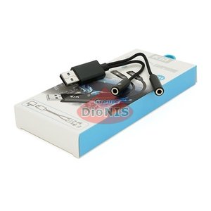 Перехідник USB 2.0 тато на 2*Jack 3.5mm мама KIN KY-211 для навушників та мікрофона Black 31333