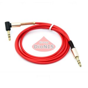 Подовжувач Audio DC 3.5 тато-тато 1.0м Кабель 3 pin 15 mm AUX Stereo Кутовий Червоний