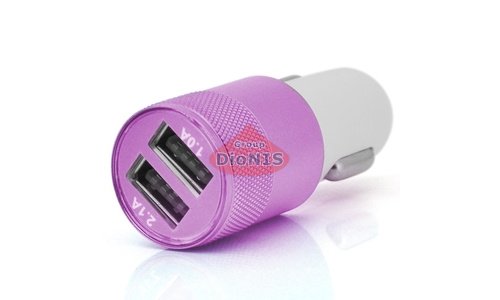 АЗУ NOKOKO BULLET 12V-USB, 5-5.5V, 2*USB, 10W 2,1А Pink Автомобильное зарядное устройство для Смартфонов и Планшетов - 1