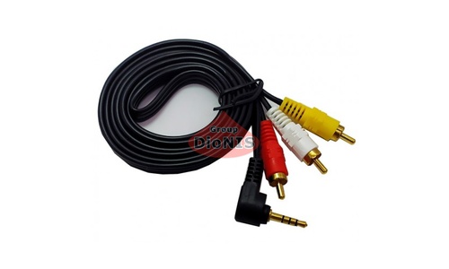 Кабель Mini Jack (миниджек 3.5 УГЛОВОЙ) на 3RCA 1.5м 4pin 17 мм (обычный, длинный джек) - 1