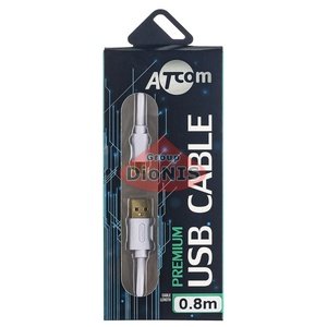 USB - USB Type-C кабель 0.8 м ATCOM Premium Gold для синхронізації даних та живлення 17425