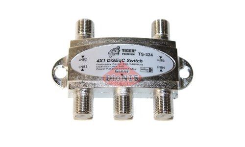 Tiger TS-324 DiSEqC 4/1 Premium 4K Переключатель коммутации спутникового ресивера и конвертера - 1