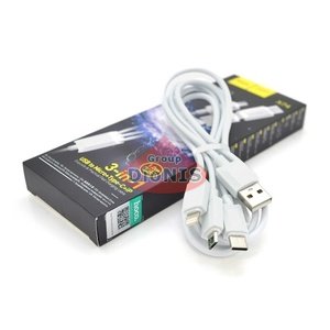 Кабель USB 2.0 Combo 3 in 1 Lightning/microUSB/Type-C 1.0м 2A HOCO X74 White BOX 28001
