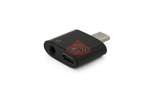 Перехідник Type-C тато на Type-C + Jack 3.5mm для навушників мама KIN KY-214 Чорний 31334 - 1