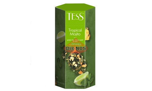 Чай зелений TESS TROPICAL MOJITO 70 г листовий, подарунковий Тубус Преміальна колекція - 1