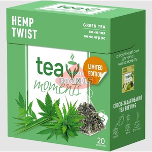 Чай зеленый Tea Moments Hemp Twist Конопляный твист 20 пирамидок по 1.8 г с лемонграссом и коноплей