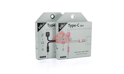 Перехідник 2 в 1 Kin KY-174 TYPE-C to Jack 3.5mm to TYPE-C Black Box (16657) - 1