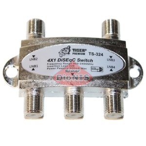 Tiger TS-324 DiSEqC 4/1 Premium 4K Перемикач комутації супутникового ресивера і конвертера