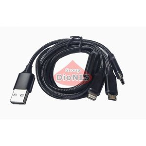 Кабель USB 2.0 Combo 3 in 1 Lightning/microUSB/Type-C 1.2м 5В/2А швидка зарядка Чорний (100435)