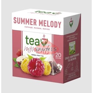 Чай фруктово-ягідний Tea Moments Summer Melody Літня Мелодія 20 пірамідок по 1.7 г Каркаде, Малина, Яблуко