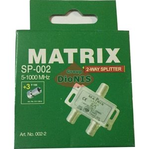 Splitter 2-WAY MATRIX SP-002 5-1000 MHZ Делитель Разветвитель 1/2 для  эфирное, кабельное ТВ