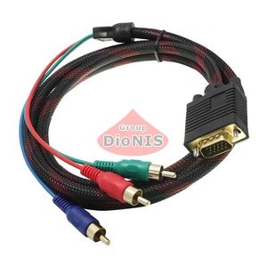 Кабель VGA тато - 3RCA тато 1.5m Black/Red обплетення (00846)