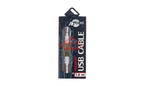 Кабель USB 2.0 AM/BM 1.8 m ATCOM Білий PREMIUM GOLD Блістер (13423) для принтера - 2