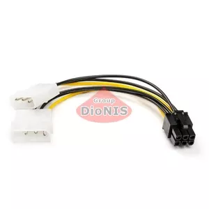 Кабель-переходник 6 pin - 2*Molex 4 pin 15см ATCOM для видеокарт (16185)