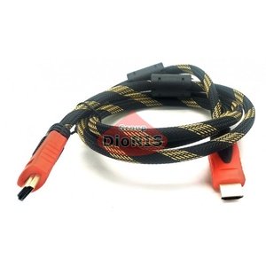 HDMI - HDMI кабель 1,2м оплётка c ферритовыми фильтрами, черно-желтый V1.4