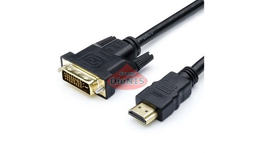 Кабель DVI папа - HDMI папа 3.0m ATCOM 24PIN 24+1 DVI-D Dual Link 2 феррит ЧЕРНЫЙ 3810 - 1