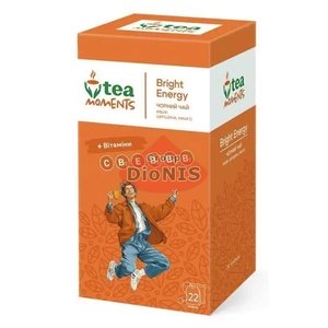 Чай черный Tea Moments Bright Energy Яркая Энергия 22 саш по 1.8 г + Витамины, имбирь, шиповник, манго