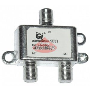 Діплексер SAT/TV GI SD01 поєднання супутникового 950-2150 ефірного 5-860 в один кабель прохід напруги по SAT