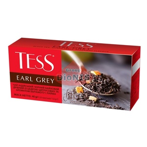Чай черный TESS Earl Grey 25 пакетов по 1.6 г с цедрой цитрусовых и ароматом бергамота