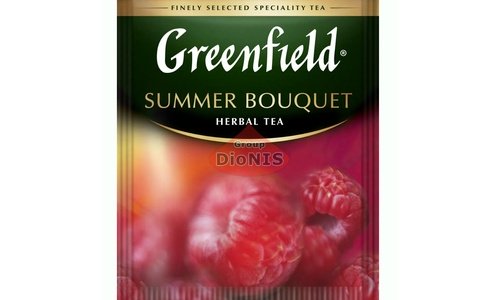 Чай трав'яний Greenfield Summer Bouquet 100 саш по 2 г з малиною, Каркаде Грінфілд ХоРеКа - 1