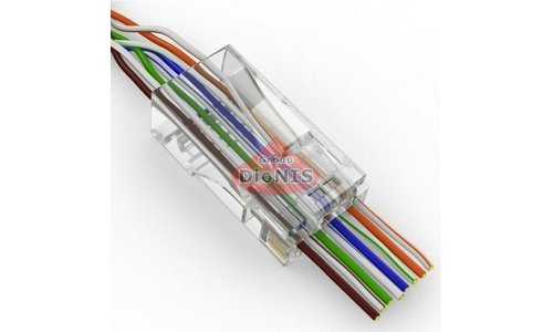 Коннектор RJ45 8P8C Yugtorg UTP Cat-5 Прозрачный латунь для сквозного подключения 50 шт (10565) - 1