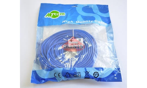 Патч-корд 15.0 м ATCOM синий UTP RJ45 Cat.5e 24AWG CCA литой (9168) - 3