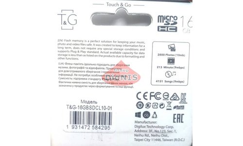 Touch & Go 16 GB Micro SDHC TG-16GBSDCL10-01 с адаптером Карта памяти Class 10 - 2