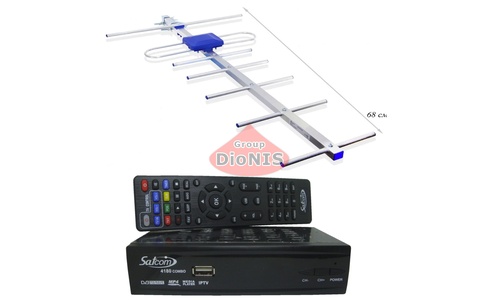 Комплект: Ресивер SATCOM 4180 FULL HD Combo S2/T2/C + Антена Фаворит 50 км з підсилювачем 5В - 1