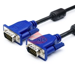 Кабель VGA 20.0m тато-тато ATCOM 2 ferite DE-15Hd 1080p (1920*1080) чорний з синім (10701)