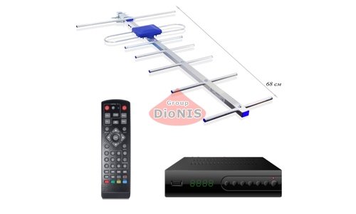 Комплект: Ресивер GoldenStream Т26 metal + Антена Фаворит 50 км з підсилювачем 5В, Довжина 0,7 м. - 1