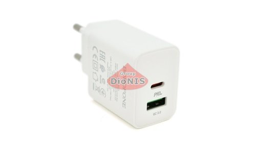 Сетевое зарядное устройство 5В 3А BOROFONE BA67A PD20W Type-C+USB White для Смартфонов и Планшетов - 1