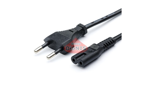 Кабель питания 220V 1.2m Voltronic 0.5 мм CEE 7/16 - IEC C7 2-х контактный ЧЕРНЫЙ (05726) - 1