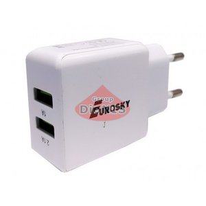 СЗУ - блок питания 5В 2А+1А Eurosky 2хUSB Вх 110-240В Вых DC 5V 2,1A Вилка евро, Сетевое зарядное устр-во для Смартфонов и Планшетов
