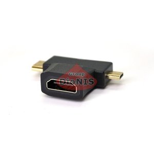 Перехідник mini HDMI (тато) - micro HDMI (тато) х HDMI (мама) (02408)