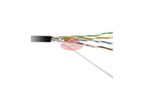 Кабель вита пара 4 * 2 * 0,5 мм, CCA ATCOM standard UTP Lan cable Cat 5E, Чорний, зовнішній, PVC + PVE (бухта 305 м) (10699) - 1
